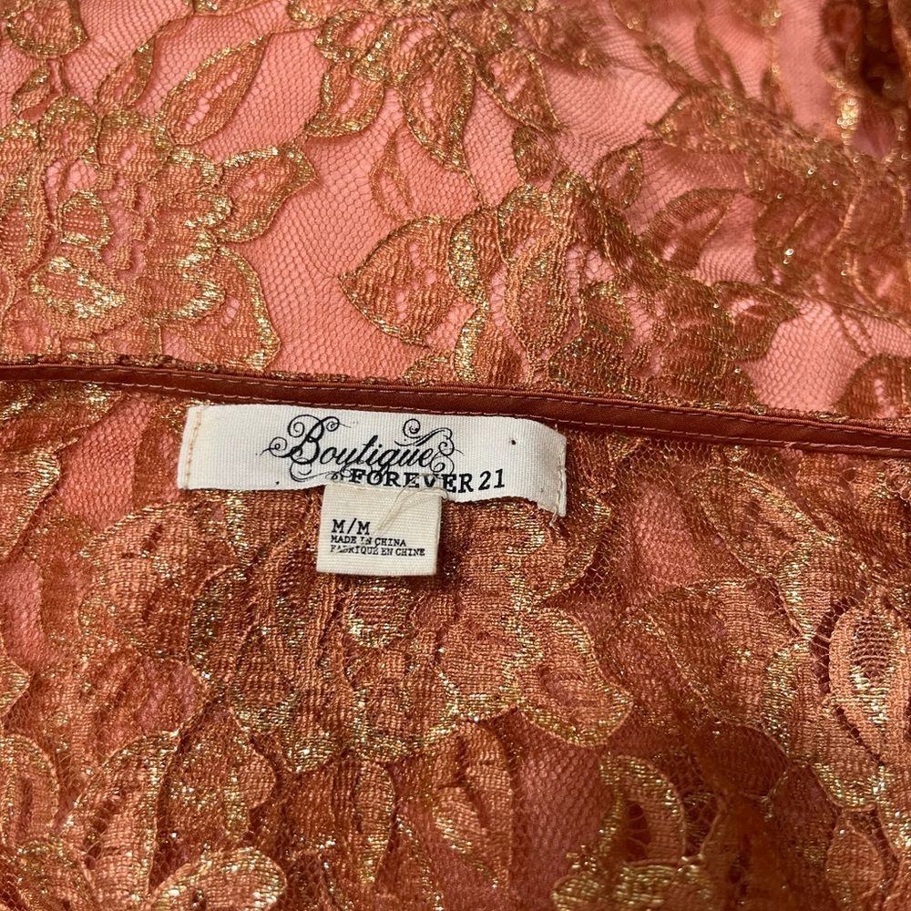 Embellished Lace Overlay Coral Blouse - Picture 9 of 9